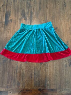 Eyeshadow Holiday Skater Skirt with Red Velvet Hem Christmas